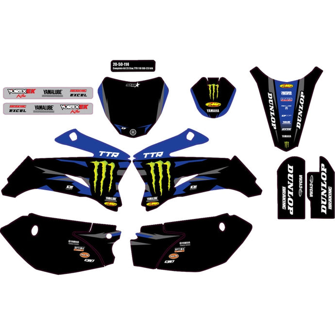 Dcor 20-50-114 Star Racing Monster Energy Complete Graphics Kit - Black Background