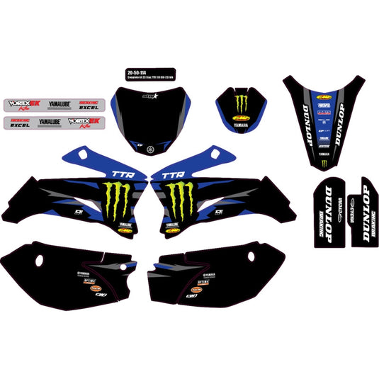 Dcor 20-50-114 Star Racing Monster Energy Complete Graphics Kit - Black Background