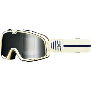100% Barstow Classic Goggles White/Blue / Silver Mirror Lens White