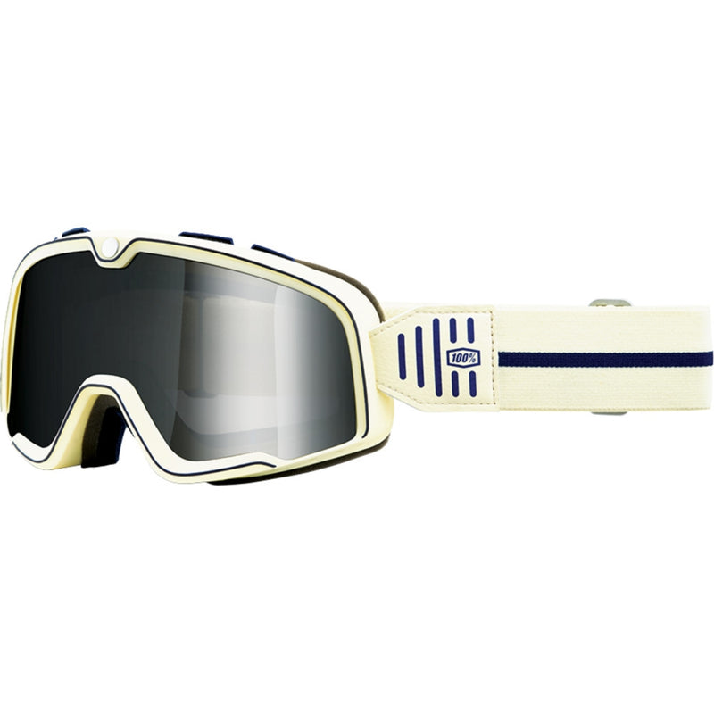 100% Barstow Classic Goggles White/Blue / Silver Mirror Lens White