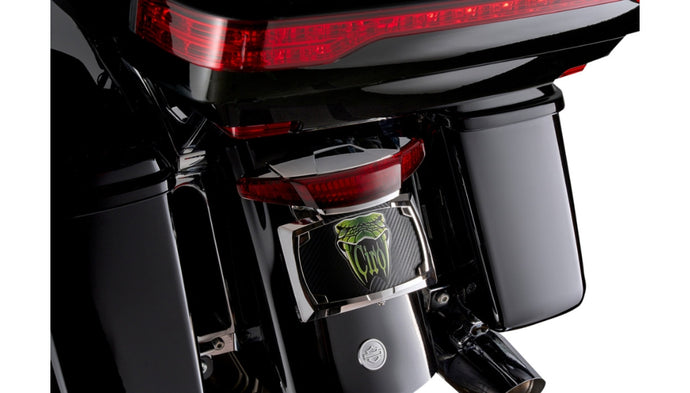 Ciro 40473 Latitude Lightstrike Taillights with License Plate Holder - Chrome/Red Lens