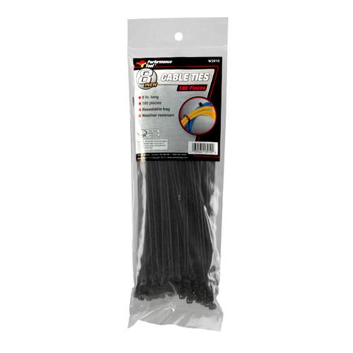 Performance Tools W2910 8in. Cable Ties - Black (100pc.)