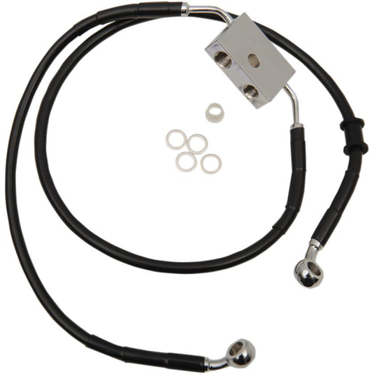 Drag Specialties 1741-5317 Extended Length Stainless Steel Front Brake Line Kit - +2in. - Black Vinyl