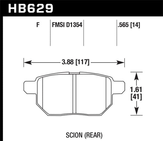 Hawk Performance HB629B.565 HAWK HPS 5.0 Brake Pad Sets