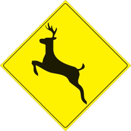 Voss 492 D YR 12x12in. Trail Sign - Deer (Yellow/Black)