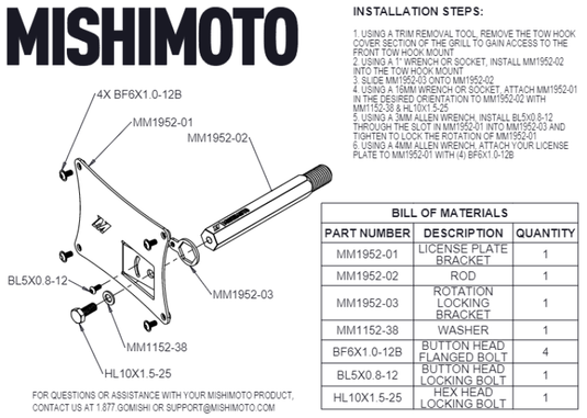 Mishimoto MMLP-Z-23 MM License Plate Relocation