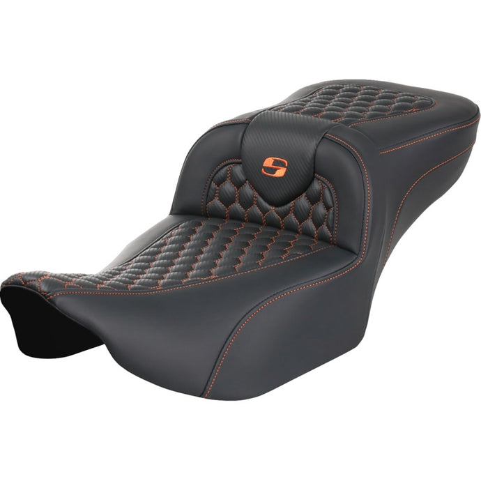Saddlemen 823-07-19003 Extended Reach Roadsofa HC Seat without Drivers Backrest - Orange Stitching