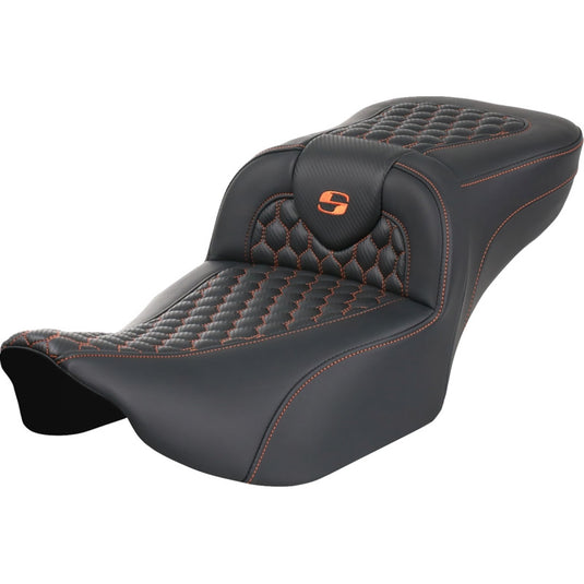 Saddlemen 823-07-19003 Extended Reach Roadsofa HC Seat without Drivers Backrest - Orange Stitching