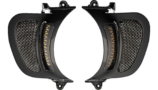 Custom Dynamics CD-RG-V-AW2-B Vent Inserts With LED Lights - Gloss Black with Natural Stainless Mesh