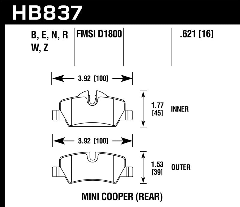 Load image into Gallery viewer, Hawk Performance HB837B.621 HAWK HPS 5.0 Brake Pad Sets

