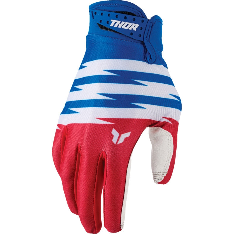 Load image into Gallery viewer, Thor Launchmode Shockie Youth Gloves (Large, Red/Blue)
