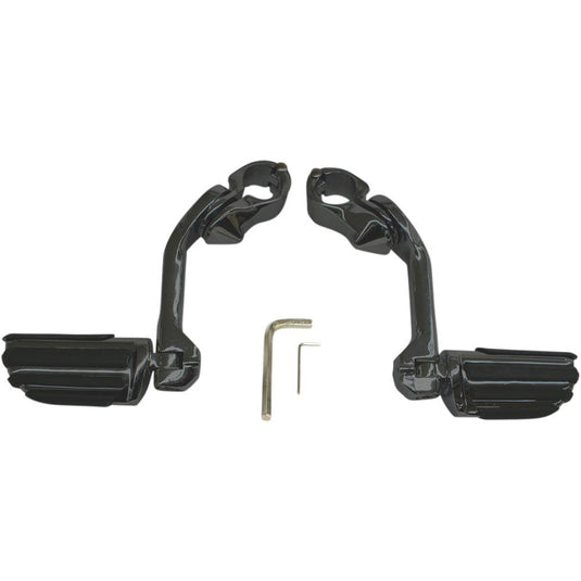 Rivco Products MV120MB Highway Pegs with 5in. Mounting Arms - Black Tapered Ribbed Pegs
