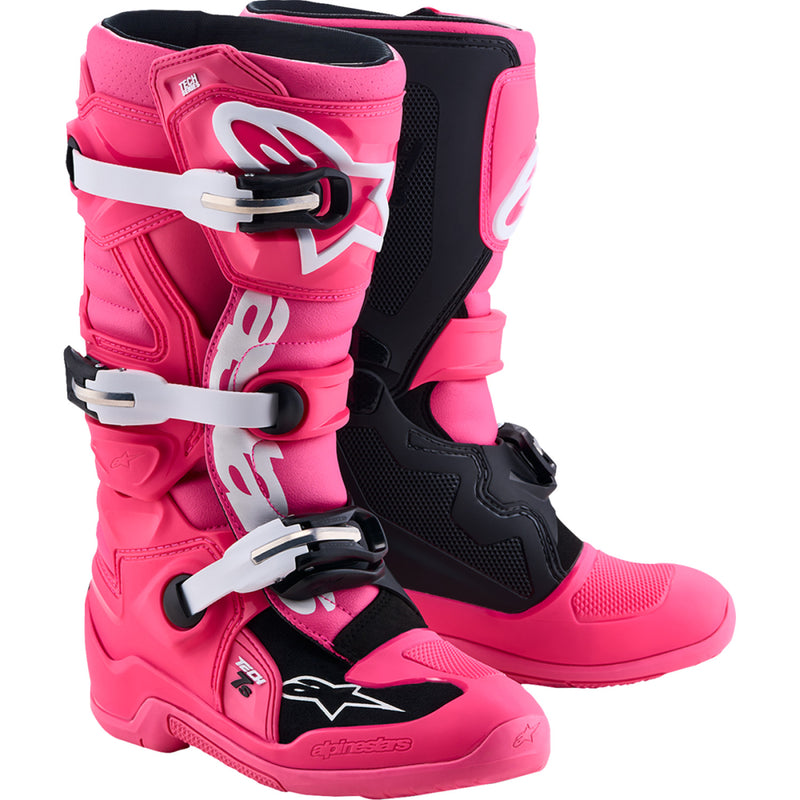 Load image into Gallery viewer, Alpinestars Tech 7S Youth Boots (6, White/Fluo Pink/Black)
