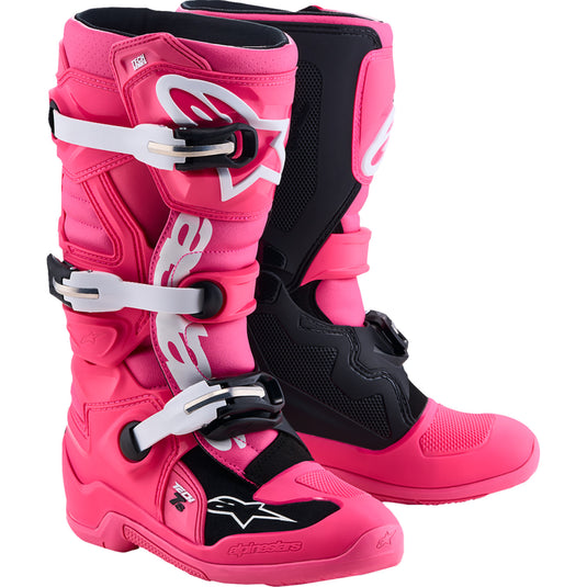 Alpinestars Tech 7S Youth Boots (6, White/Fluo Pink/Black)