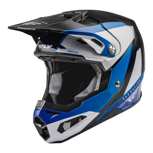Fly Racing Visor for Formula Helmets - YL/Sm - Prime Blue/White/Blue Carbon