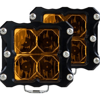 Heretic Studio 52219 6-Series Quattro Flood Light - Black with Amber Lens Pair