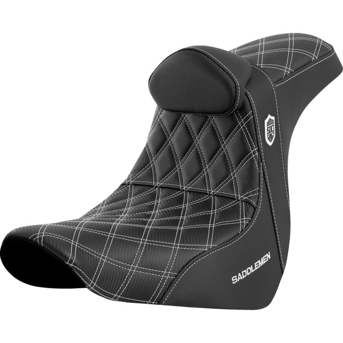Saddlemen SC81829WHIRT Pro Series SDC Performance Gripper Seat with Drivers Backrest - Blue Stitching