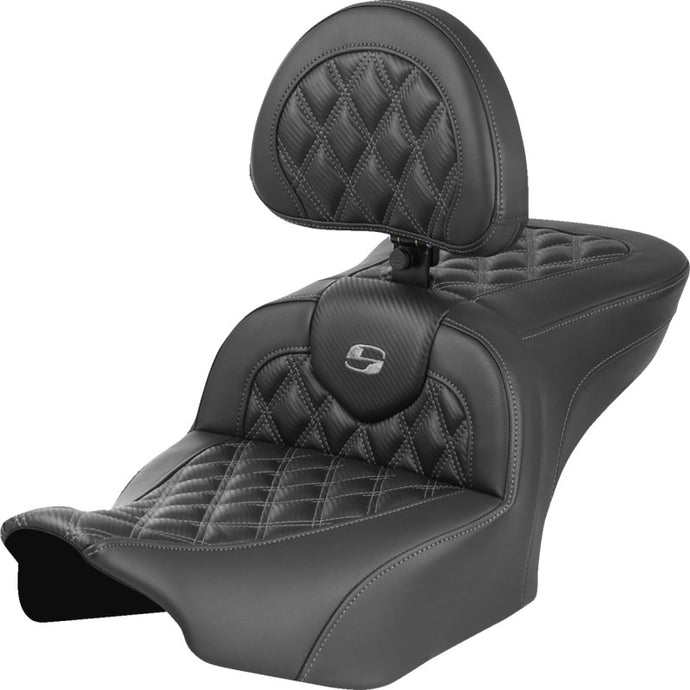 Saddlemen 823-07-206B2 Roadsofa CF LS Seat with Backrest - Gray Stitching