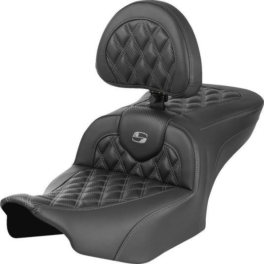 Saddlemen 823-07-206B2 Roadsofa CF LS Seat with Backrest - Gray Stitching