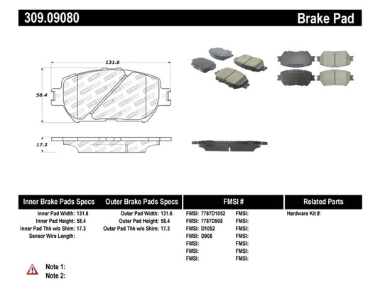 Stoptech 309.09080 ST Sport Brake Pads