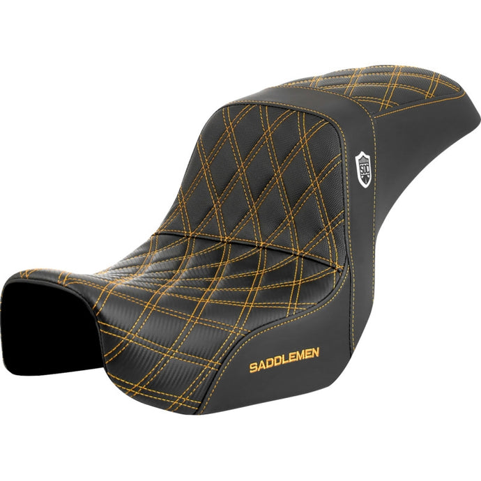 Saddlemen SC80604GOL Pro Series SDC Performance Gripper Seat without Drivers Backrest - Gold Stitching