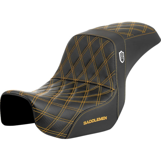 Saddlemen SC80604GOL Pro Series SDC Performance Gripper Seat without Drivers Backrest - Gold Stitching