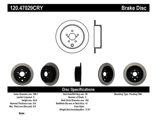 Stoptech 120.47029CRY ST Performance Brake Rotors