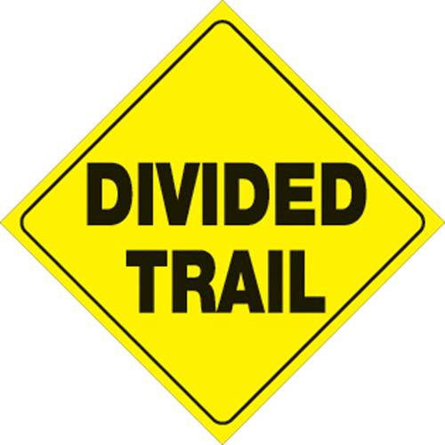 Voss 435 DT YR 12x12in. Reflective Trail Sign - Divided Trail (Yellow/Black)