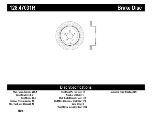 Stoptech 128.47031R ST Drilled Sport Brake Rotors