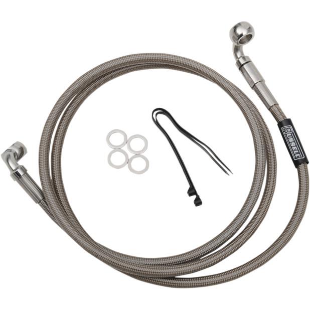 Russell R08982 Pro Swivel Universal Brake Hose - Stainless Steel - 3/8in.,90 Degree,Upper Banjo - 48in. Length
