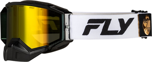 Fly Racing Zone Elite Snow Goggles (One Size Fits Most, White/Black / Gold Mirror/Polarized Yellow Lens)