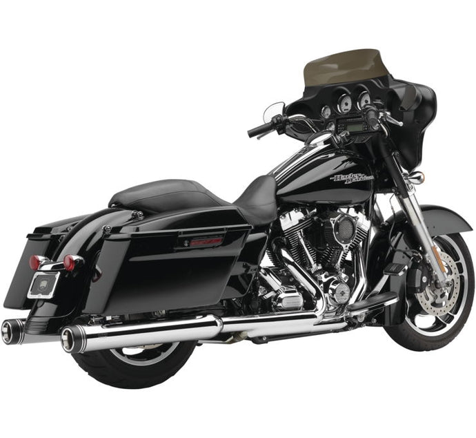 Cobra 6276 Gen 2 Neighbor Haters Slip-On Mufflers with Dual Cut -  Chrome with Black/Chrome Tip - 4in.