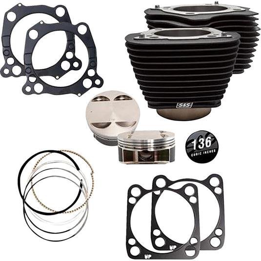 S&S Cycle 910-0849 136in. Big Bore Kit - Wrinkle Black without Highlighted Fin