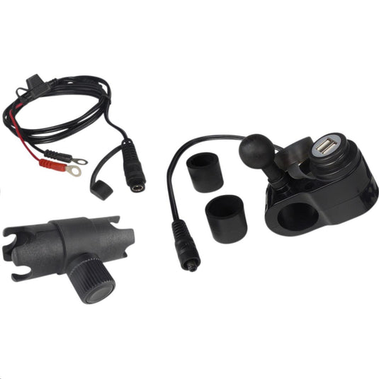 Gears 100366-1 Dual USB Port Charger with 1in. Ball Mount - Black
