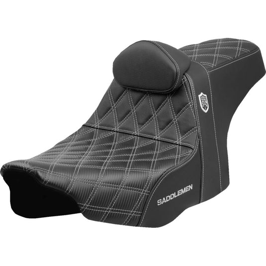 Saddlemen SC82307DB5 Pro Series SDC Performance Gripper Seat with Drivers Backrest - Silver Stitching