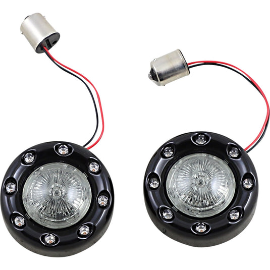 Custom Dynamics PB-BR-RR 56-BS ProBeam Bullet Ringz Rear Turn Signal Inserts - Gloss Black, Smoke Lens