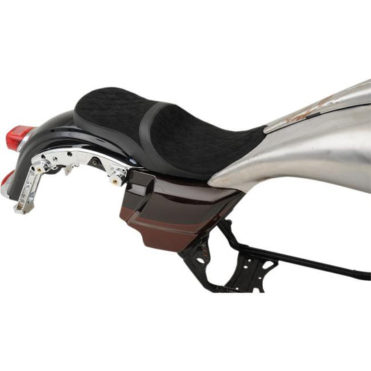 Drag Specialties 0801-1076 Low Profile Tour Seat for Yaffe Razorback Tank - Suede Double Diamond Stitch