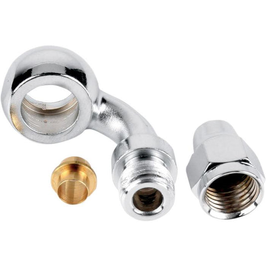 Drag Specialties 1742-0105 Universal Chrome 35deg. Banjo Fitting - 3/8in./10mm