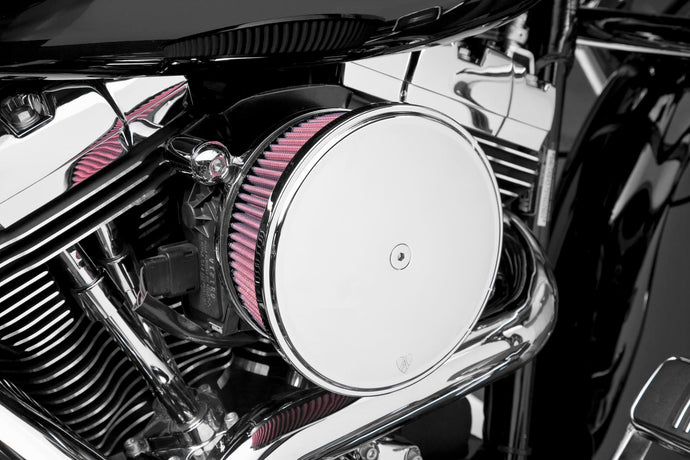 Arlen Ness 18-819 Billet Sucker Stage II Air Filter Kit with Steel Cover - Smooth Chrome - Red Filter