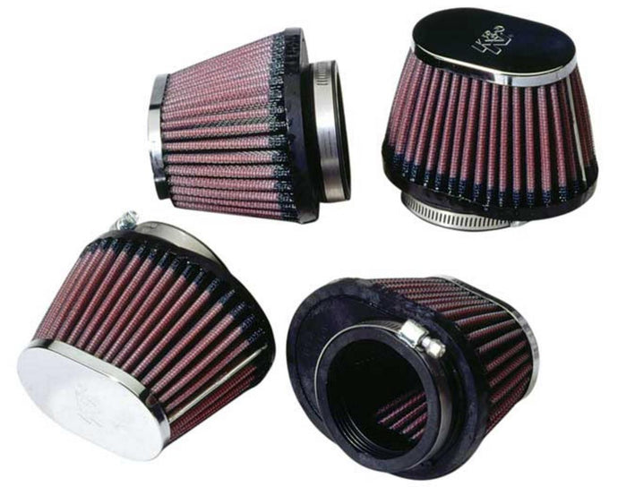 K&N Engineering RC-0984 Clamp-On Custom Oval Tapered Air Filter - Chrome End Cap
