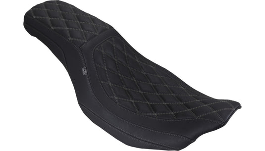 Mustang 88514GM Low Squareback Seat - Double Diamond - Gun Metal Gray Stitch (Black)