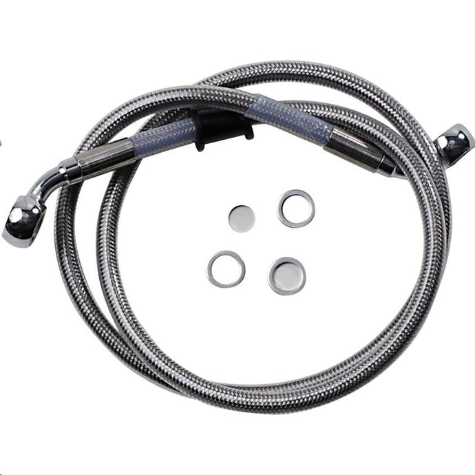 Drag Specialties 1741-5843 Standard Length Front Stainless Steel Brake Line Kit - Clear