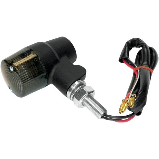 K&S Technologies 25-8630 Black Satin Aluminum Marker Lights - Round #3 with Smoke Lens - Single Filament