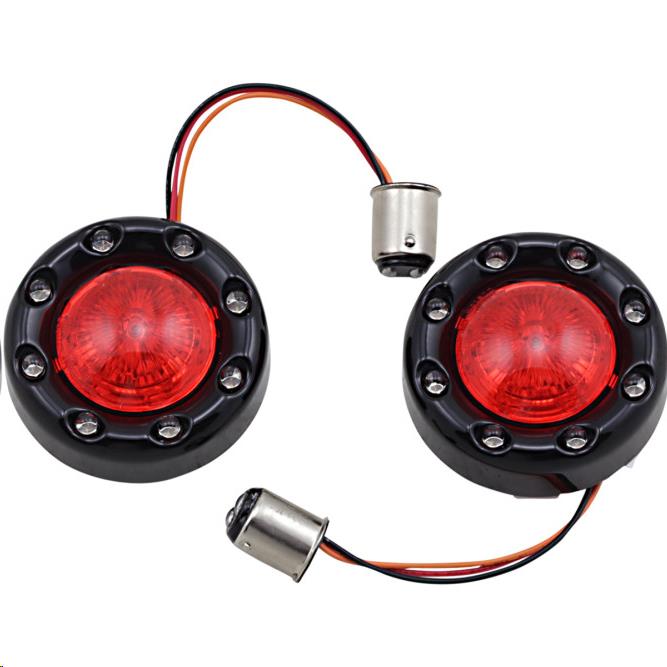 Custom Dynamics PB-BR-RR-57-BR Probeam Rear Bullet Ringz for 1157 Contact Base - Gloss Black with Red Lens
