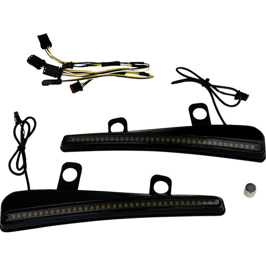 Custom Dynamics CD-RG23-SWT-B Windshield Trim with LED Turn Signals - Gloss Black - Sequential