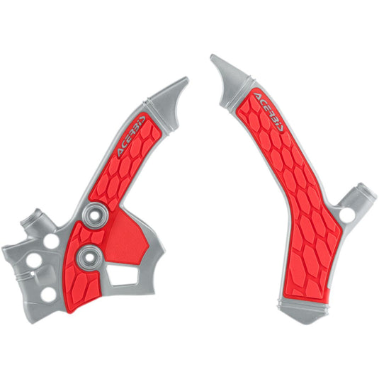 Acerbis 2726851418 X-Grip Frame Guards - Silver/Red