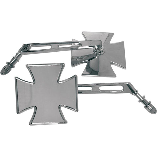 Emgo 20-34862A Maltese Cross Die-Cast Mirror with Chrome Split Stem - Left