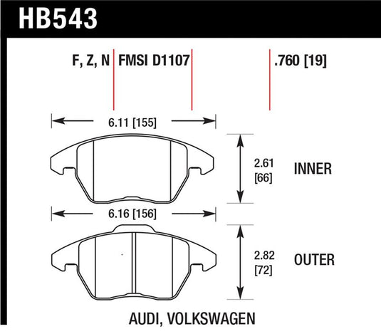 Hawk Performance HB543F.760 HAWK HPS Brake Pad Sets