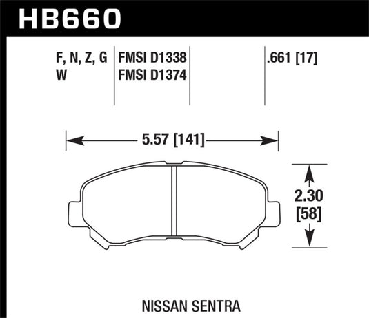 Hawk Performance HB660F.661 HAWK HPS Brake Pad Sets