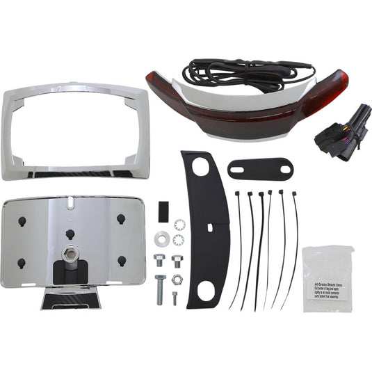 Ciro 40253 Latitude Lightstrike Taillights with License Plate Holder - Chrome/Red Lens